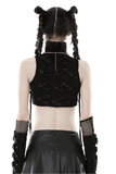 Edgy Black Sleeveless Turtleneck Top with Laced Side Details