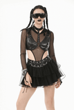 Edgy Bra Top with Spiked Accents and Bold Neck Harness