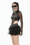 Edgy Bra Top with Spiked Accents and Bold Neck Harness
