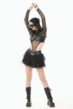 Edgy Bra Top with Spiked Accents and Bold Neck Harness
