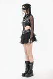 Edgy Bra Top with Spiked Accents and Bold Neck Harness