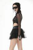 Edgy Bra Top with Spiked Accents and Bold Neck Harness