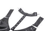 Edgy Bra Top with Spiked Accents and Bold Neck Harness