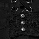 Edgy Denim Shorts with Removable Chain and Grommet Details