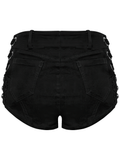 Edgy Denim Shorts with Removable Chain and Grommet Details