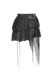 Edgy Gothic Lace Mini Skirt with a Dark Mesh Overlay