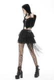 Edgy Gothic Lace Mini Skirt with a Dark Mesh Overlay