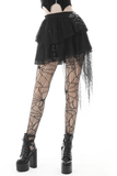 Edgy Gothic Lace Mini Skirt with a Dark Mesh Overlay