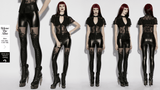 Edgy Gothic Mesh Lace-Up Rubberized Leggings for Women