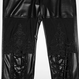 Edgy Gothic Mesh Lace-Up Rubberized Leggings for Women