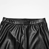 Edgy Gothic Mesh Lace-Up Rubberized Leggings for Women