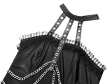 Edgy Leather Dress with Zipper Back and Metal Chain Accents
