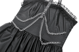 Edgy Leather Dress with Zipper Back and Metal Chain Accents
