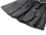 Edgy Leather Dress with Zipper Back and Metal Chain Accents