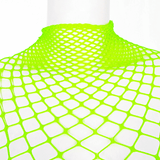 Edgy Long Sleeved Neon Green Mesh Bodysuit for Women