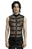 Edgy Male Mesh Vest with Rubber Buckles and Iron Rings