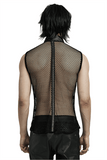 Edgy Male Mesh Vest with Rubber Buckles and Iron Rings