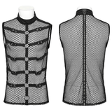 Edgy Male Mesh Vest with Rubber Buckles and Iron Rings