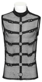 Edgy Male Mesh Vest with Rubber Buckles and Iron Rings