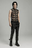 Edgy Male Mesh Vest with Rubber Buckles and Iron Rings