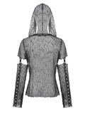 Edgy Mesh Hooded Top with Arm Warmers and Ring Straps