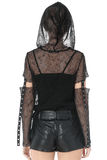 Edgy Mesh Hooded Top with Arm Warmers and Ring Straps