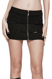 Edgy Mini Denim Skirt with Elastic Belt and Mesh Inserts