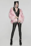 Edgy Pink Faux Fur Jacket with Leopard Print Interior