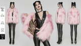 Edgy Pink Faux Fur Jacket with Leopard Print Interior