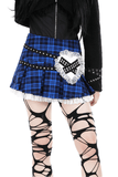 Edgy Plaid Mini Skirt with Lace Trimmed and Rivets