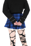 Edgy Plaid Mini Skirt with Lace Trimmed and Rivets