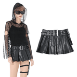 Edgy Plated Skirt Short with Belt and Cross Pendant