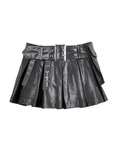 Edgy Plated Skirt Short with Belt and Cross Pendant