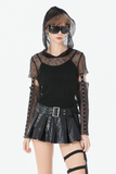 Edgy Plated Skirt Short with Belt and Cross Pendant