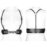 Edgy PU Leather Harness with Punk Metal Accents