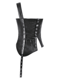 Edgy Punk Corset Top with Zipper Front and Spike Accents
