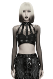 Edgy Punk Glossy Leather Harness with Spike Collar