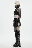 Edgy Punk Glossy Leather Harness with Spike Collar