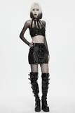 Edgy Punk Glossy Leather Harness with Spike Collar