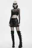 Edgy Punk Glossy Leather Harness with Spike Collar