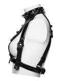 Edgy Punk Glossy Leather Harness with Spike Collar