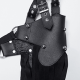 Edgy Punk Leather Shoulder Armor with Tassel Details