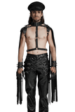 Edgy Punk Leather Shoulder Armor with Tassel Details