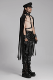 Edgy Punk Leather Shoulder Armor with Tassel Details