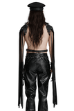 Edgy Punk Leather Shoulder Armor with Tassel Details