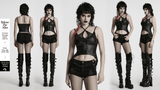 Edgy Punk Mesh Camisole with Crisscross Straps and Eyelets