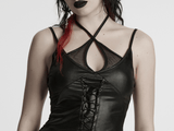 Edgy Punk Mesh Camisole with Crisscross Straps and Eyelets