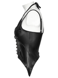 Edgy Punk Mesh Camisole with Crisscross Straps and Eyelets
