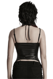 Edgy Punk Mesh Camisole with Crisscross Straps and Eyelets