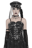 Edgy Spike Corset Top with Punk Lace-Up Hardware Accents
